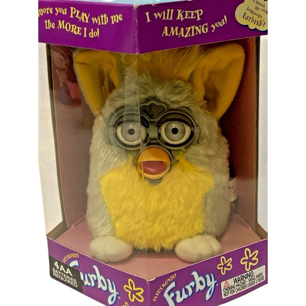 Furby Tiger 1999 Sealed Banana Peel Gray Yellow & Gray Eyes Vintage